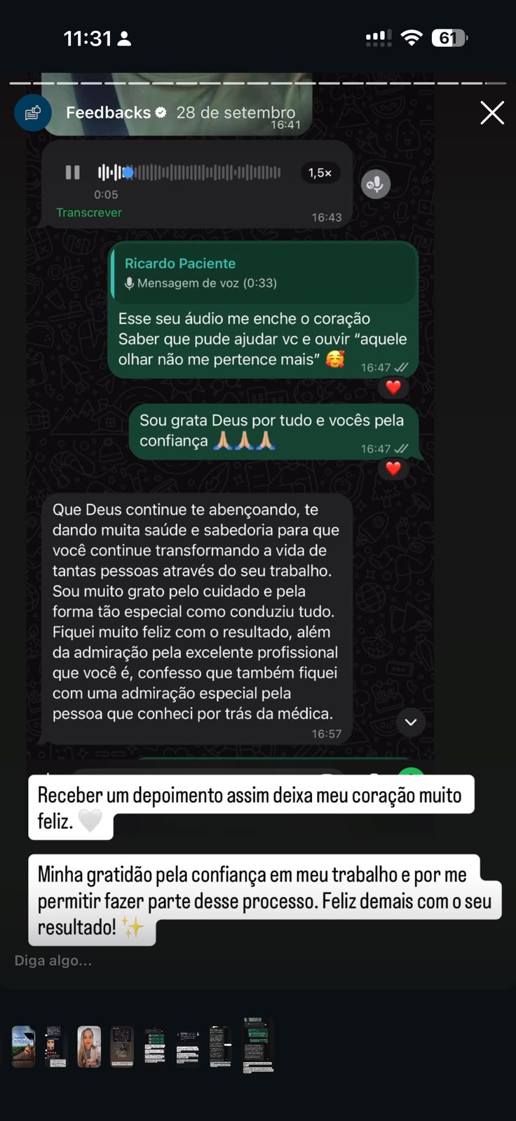 Depoimento real de paciente Ricardo WhatsApp Dra. Bianca Barreto