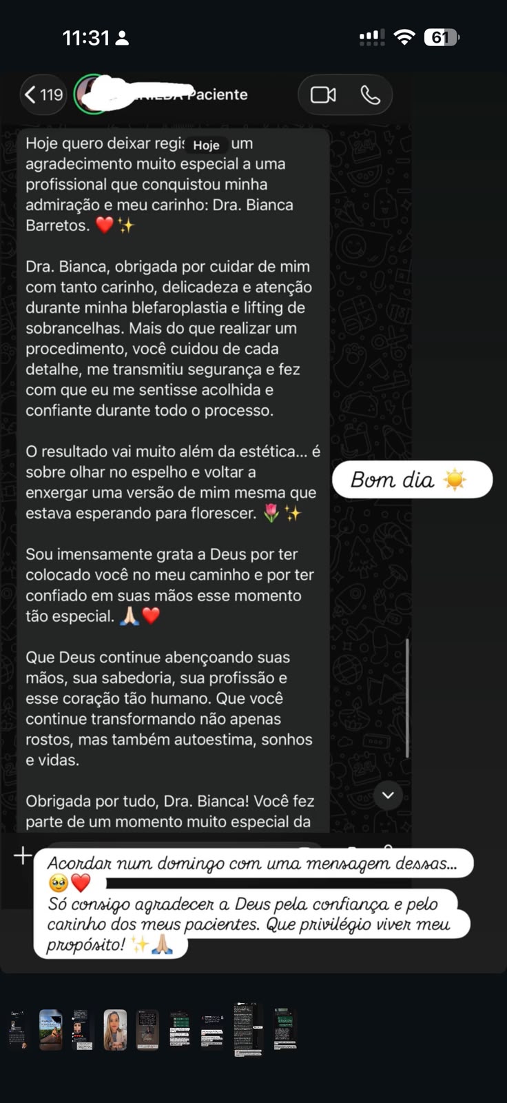 Depoimento de acolhimento e resultado cirúrgico Dra. Bianca Barreto